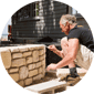 grouting a stone wall of sandstone