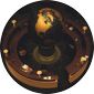 a black and gold globe in a library
