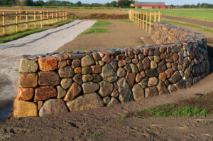 a dry stone wall made of granite