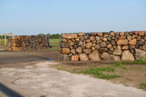 a dry stone wall made of granite