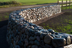 a dry stone wall made of granite