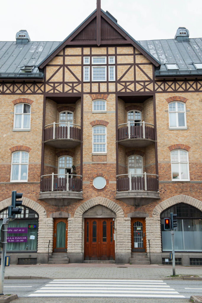a historical building made of light brick