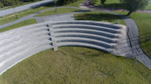 an amphitheatre made of concrete blocks