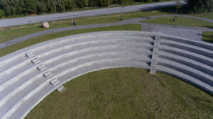 an amphitheatre made of concrete blocks