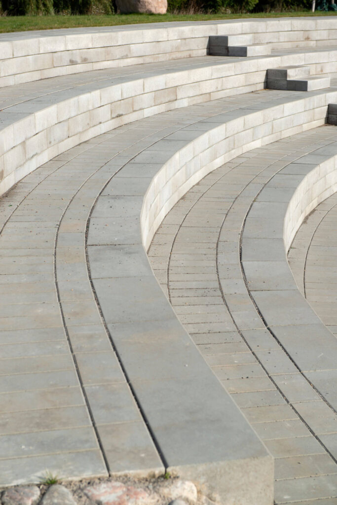 an amphitheatre made of concrete blocks