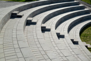 an amphitheatre made of concrete blocks